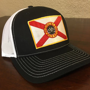 Double Barrel FL Flag Snapback Hat BLACK/WHITE