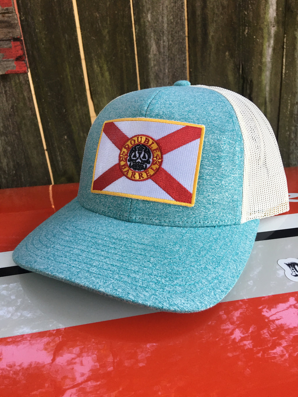 Double Barrel FL Flag Snapback Hat SEA FOAM BIRCH / SAND
